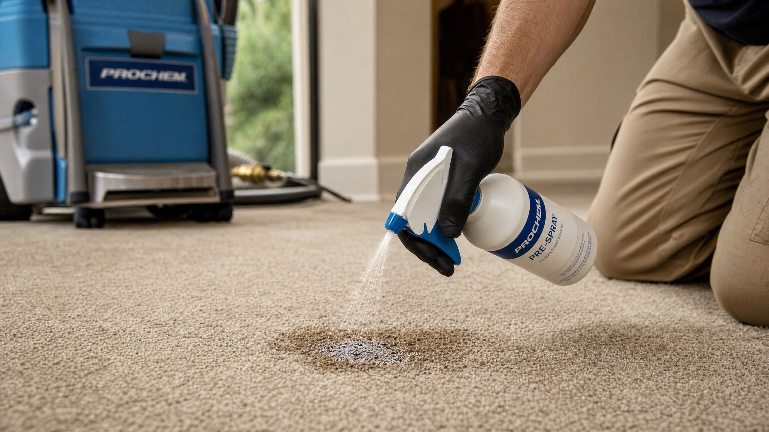 Professional carpet stain pre-treatment in a Melbourne home — carpet stain removal guide