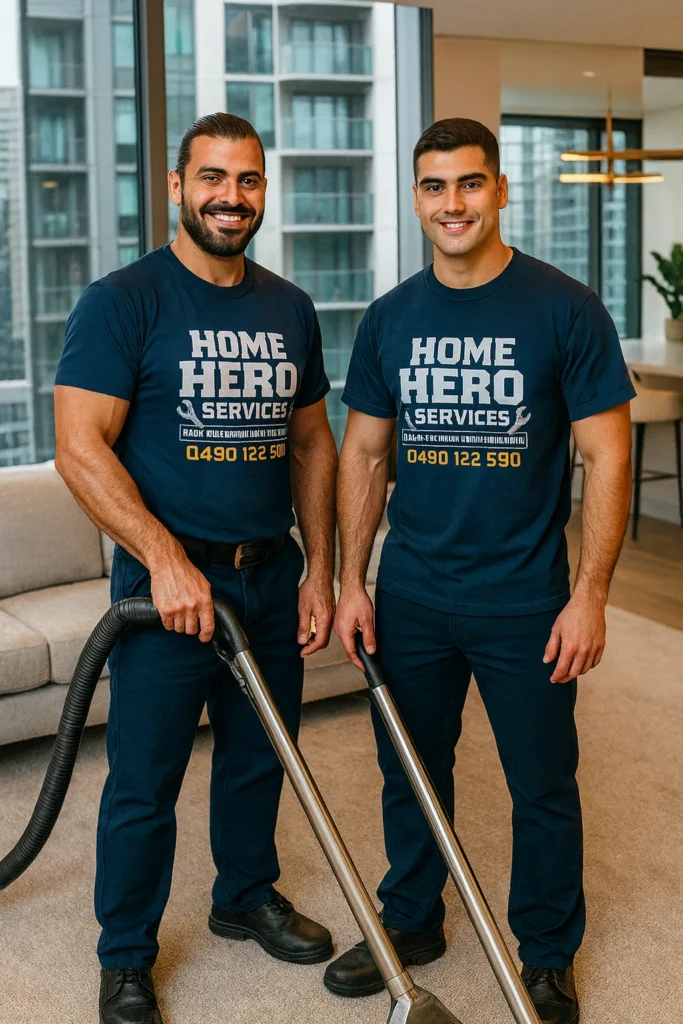 Professional technician performing carpet cleaning Broadmeadows using high-pressure steam extraction on a residential living room floor.
