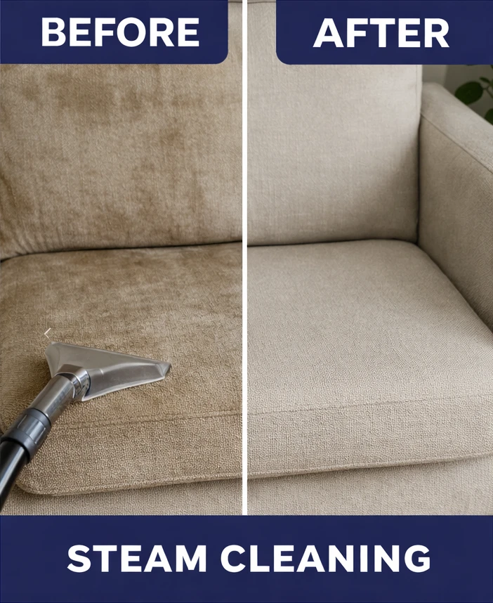 Couch steam cleaning before and after